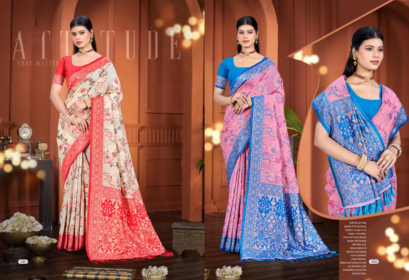 Bunawat - Rassa Cotton Sangam Prints COTTAN SILK WITH MEENA Woven Work Traditional Saree
