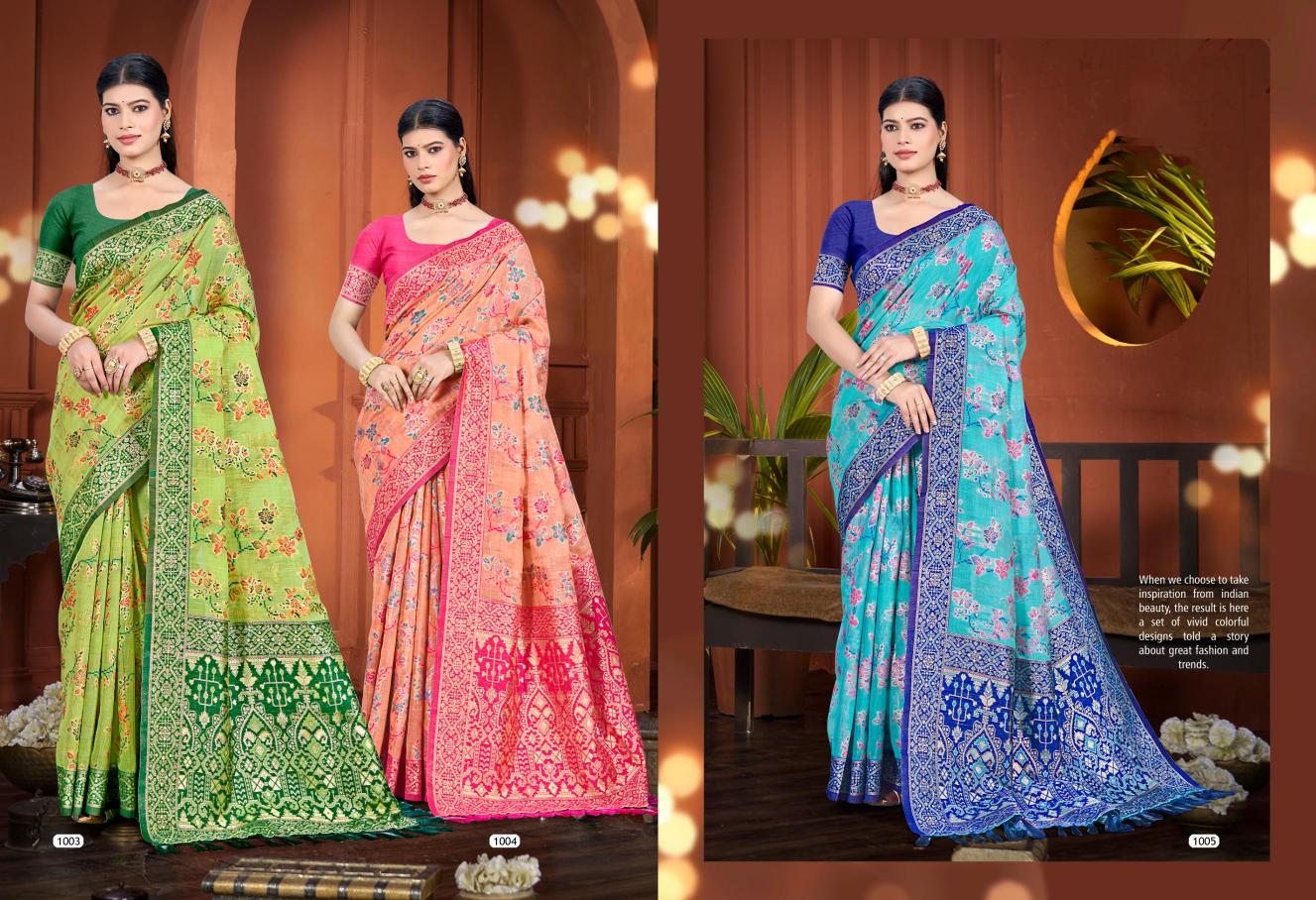 Bunawat - Rassa Cotton Sangam Prints COTTAN SILK WITH MEENA Woven Work Traditional Saree