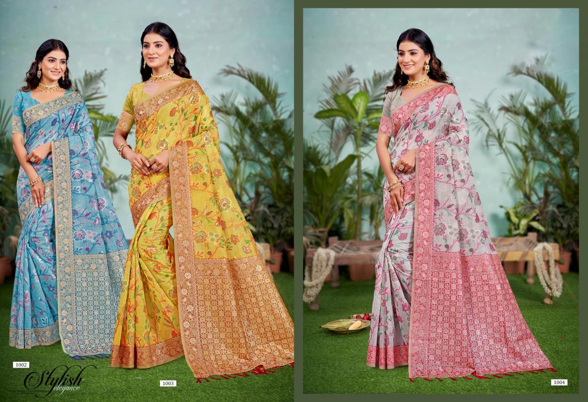 Bunawat - Ridham Sangam Prints COTTAN SILK WITH MEENA Woven Work Traditional Saree