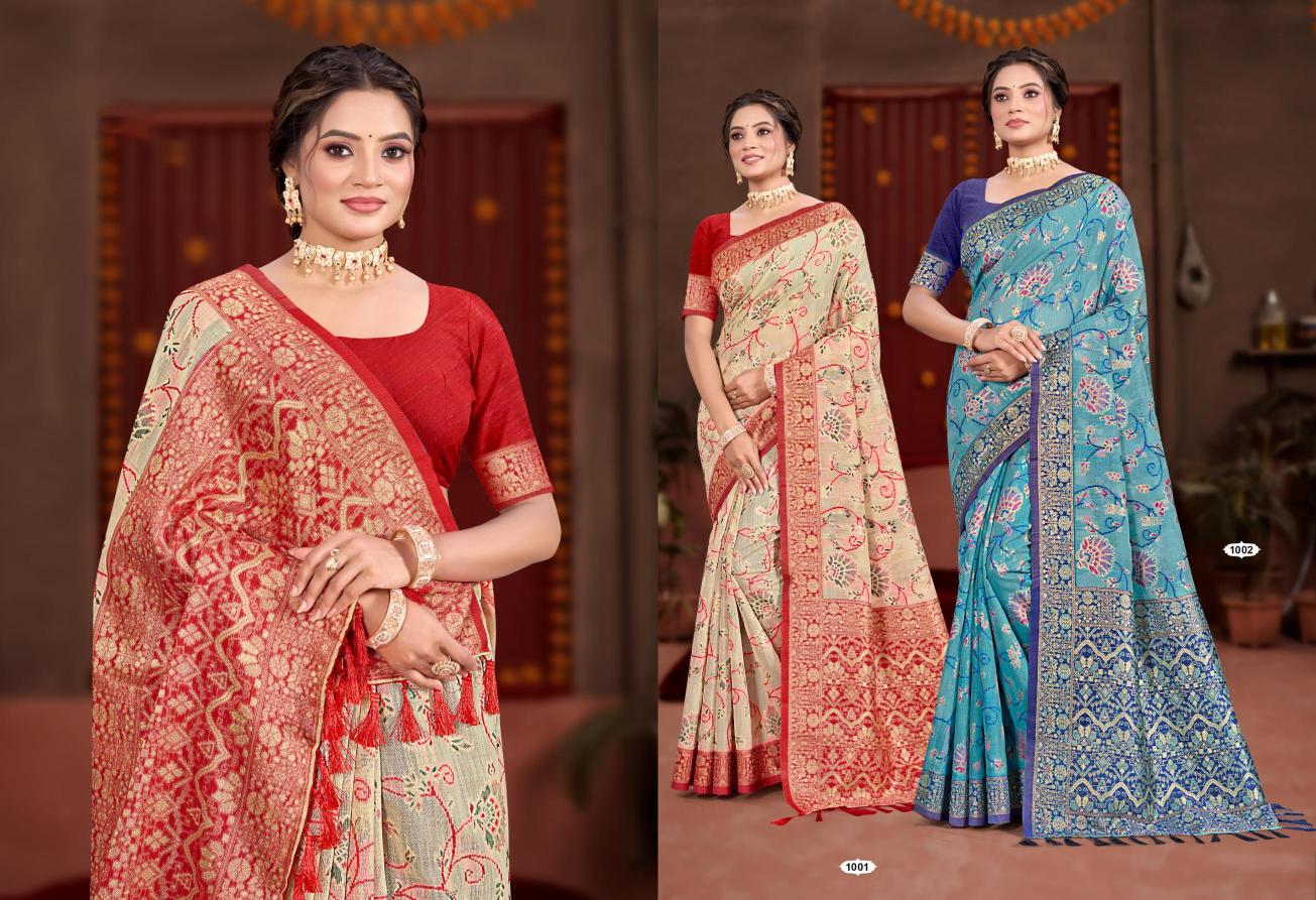 Bunawat - Rudali Cotton Sangam Prints COTTON SILK WITH MEENA Woven Work Traditional Saree