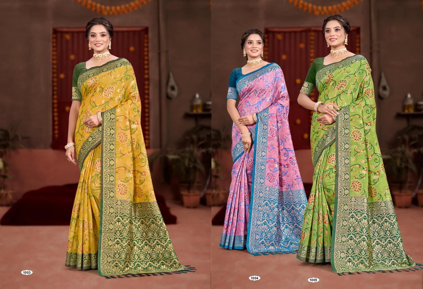 Bunawat - Rudali Cotton Sangam Prints COTTON SILK WITH MEENA Woven Work Traditional Saree