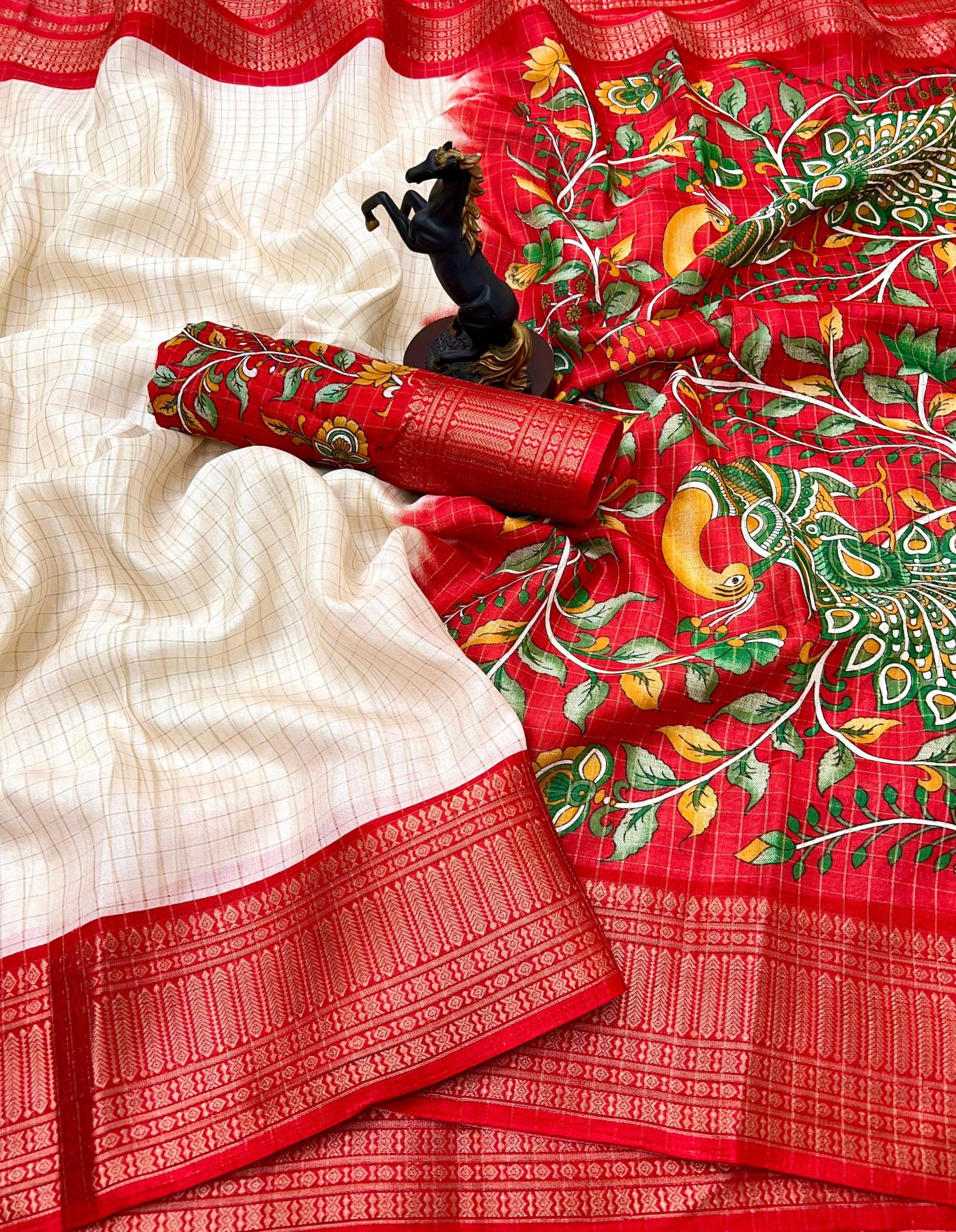 Dazira White Red catalog wholesale rate saree