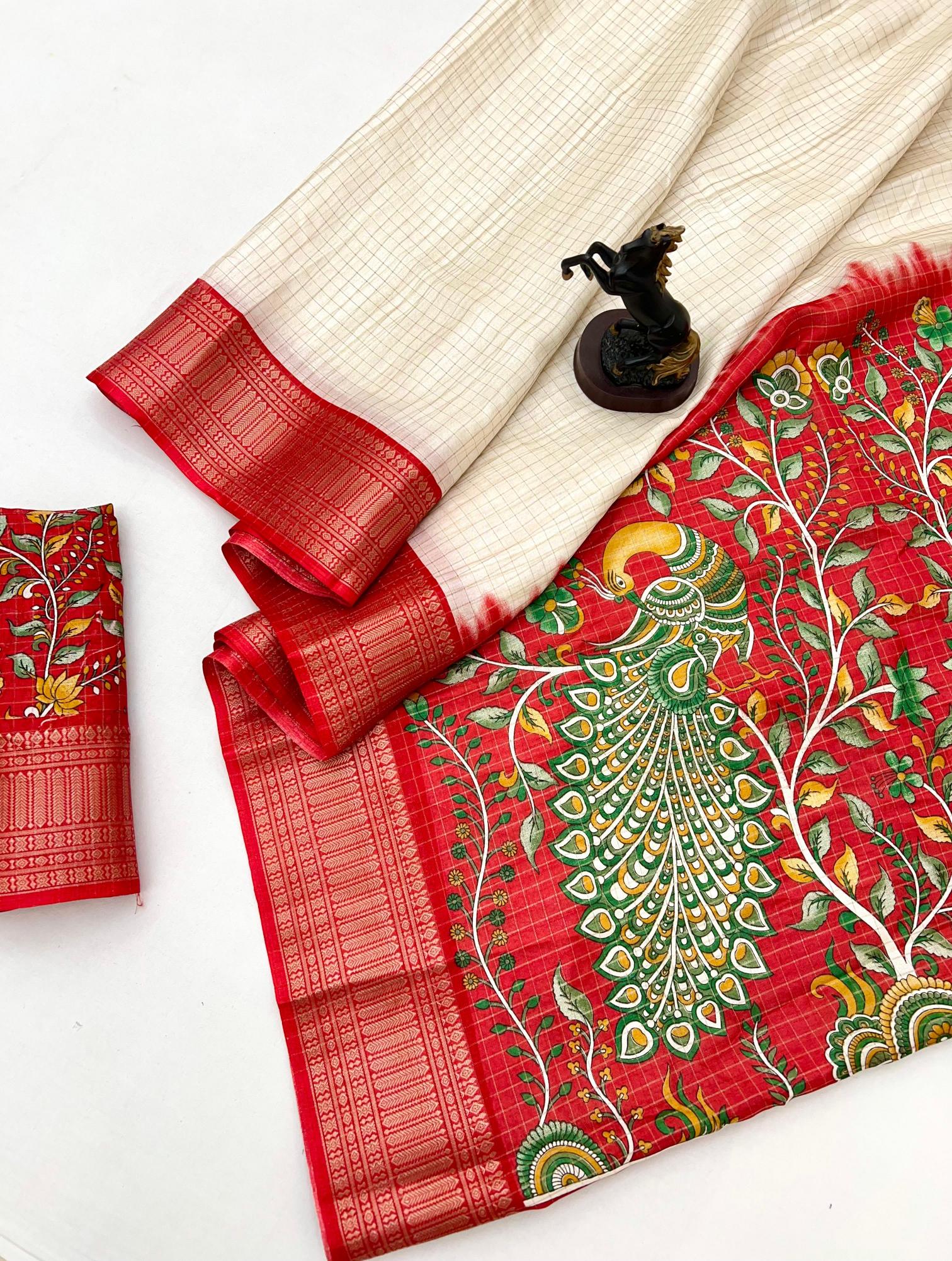 Dazira White Red catalog wholesale rate saree