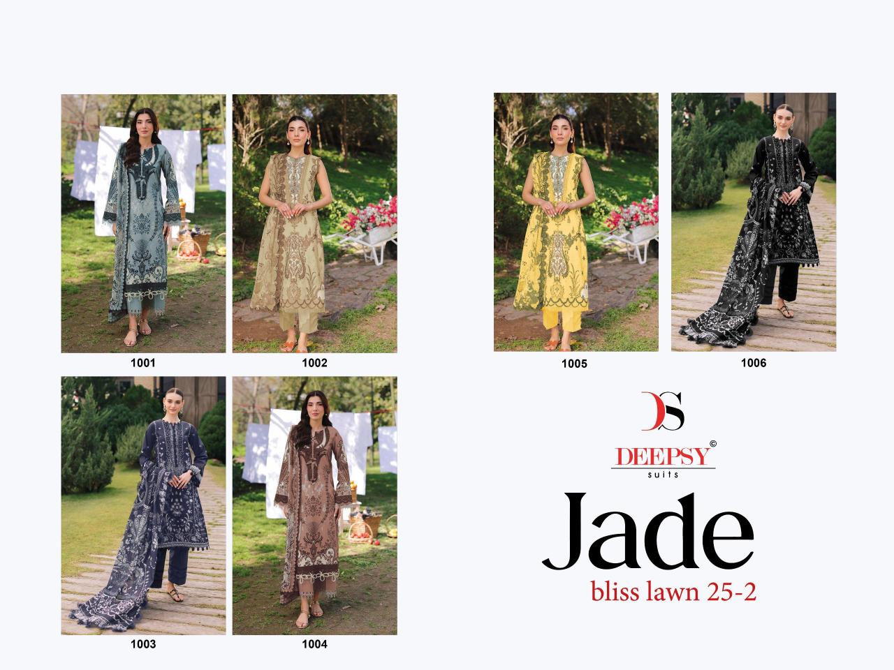 Deepsy Jade Bliss Lawn 25 vol 2 catalog Chiffon Dupatta wholesale pakistani salwar suits
