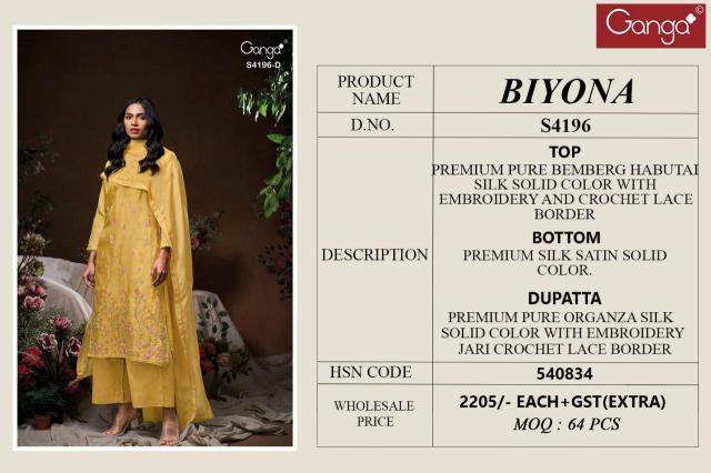 Ganga Biyona 4196 catalog indian salwar kameez wholesale online 