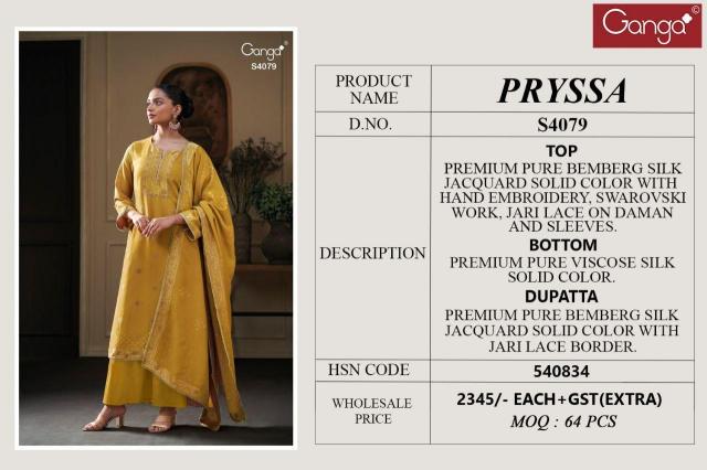 Ganga Pryssa 4079 catalog wholesale latest salwar kameez designs catalogue