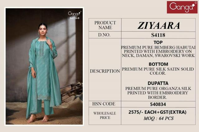 Ganga Ziyaara 4118 catalog wholesale salwar kameez suits