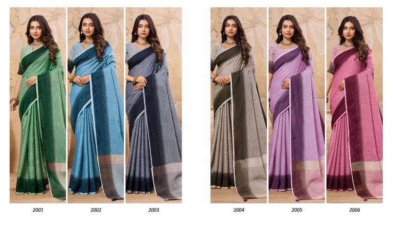 KARAGIRI VOL 2 by astita fancy designer linen Cotton fabric saree wholesale with latkan 