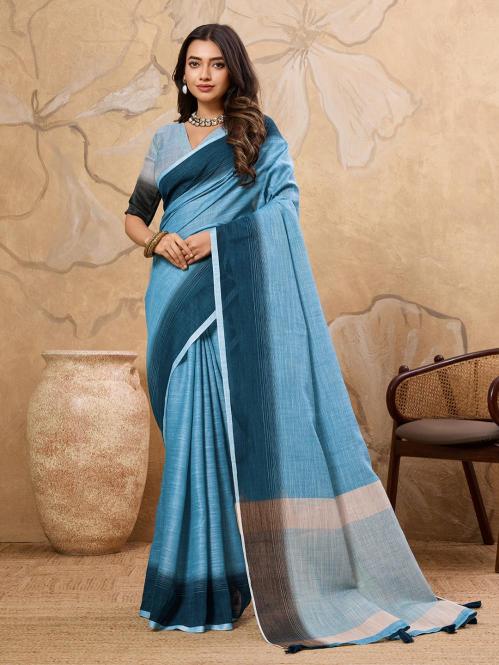 KARAGIRI VOL 2 by astita fancy designer linen Cotton fabric saree wholesale with latkan 