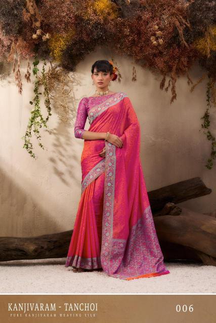 Rajtex Kanjivaram Tanchoi catalog bulk sarees in surat