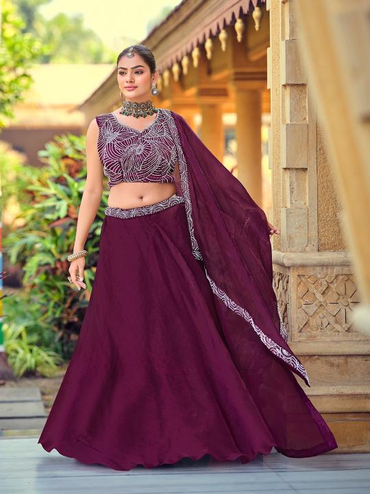 Sabella 347 catalog wine color lehenga online india