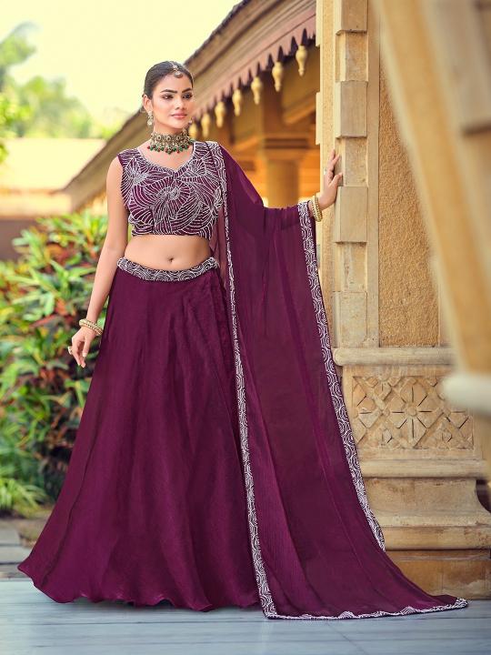 Sabella 347 catalog wine color lehenga online india
