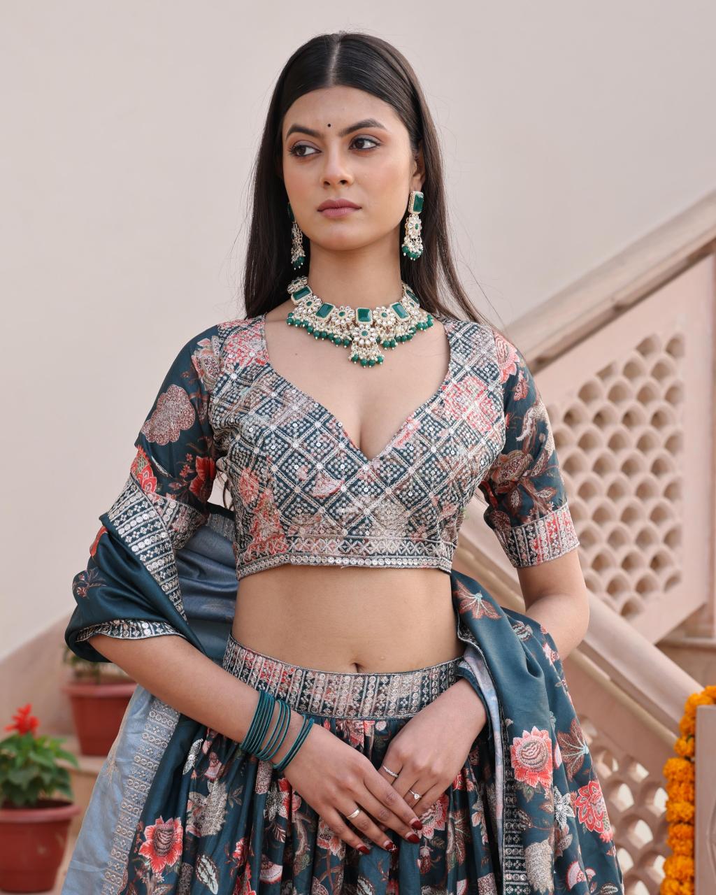 Sabella 354 catalog buy floral print lehenga choli buy online india