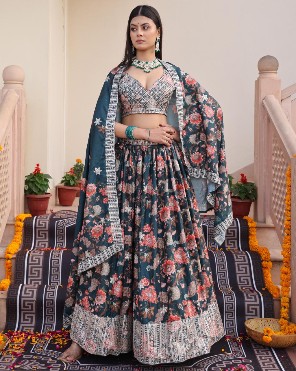 Sabella 354 catalog buy floral print lehenga choli buy online india