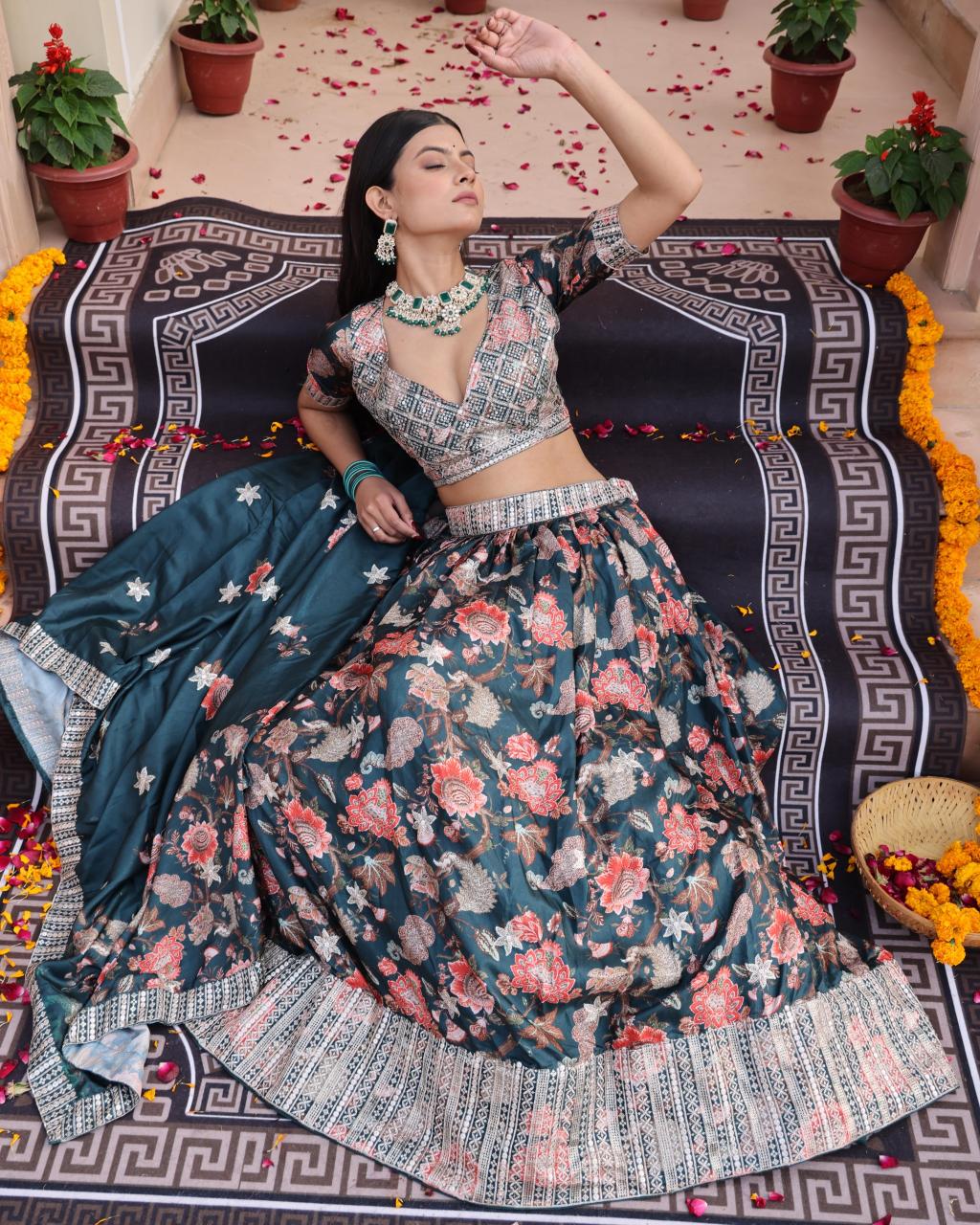 Sabella 354 catalog buy floral print lehenga choli buy online india