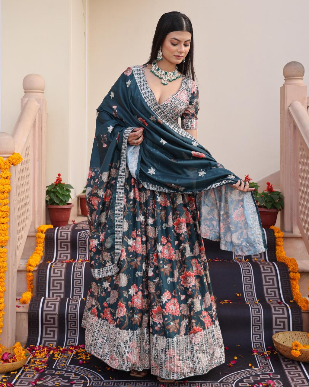 Sabella 354 catalog buy floral print lehenga choli buy online india