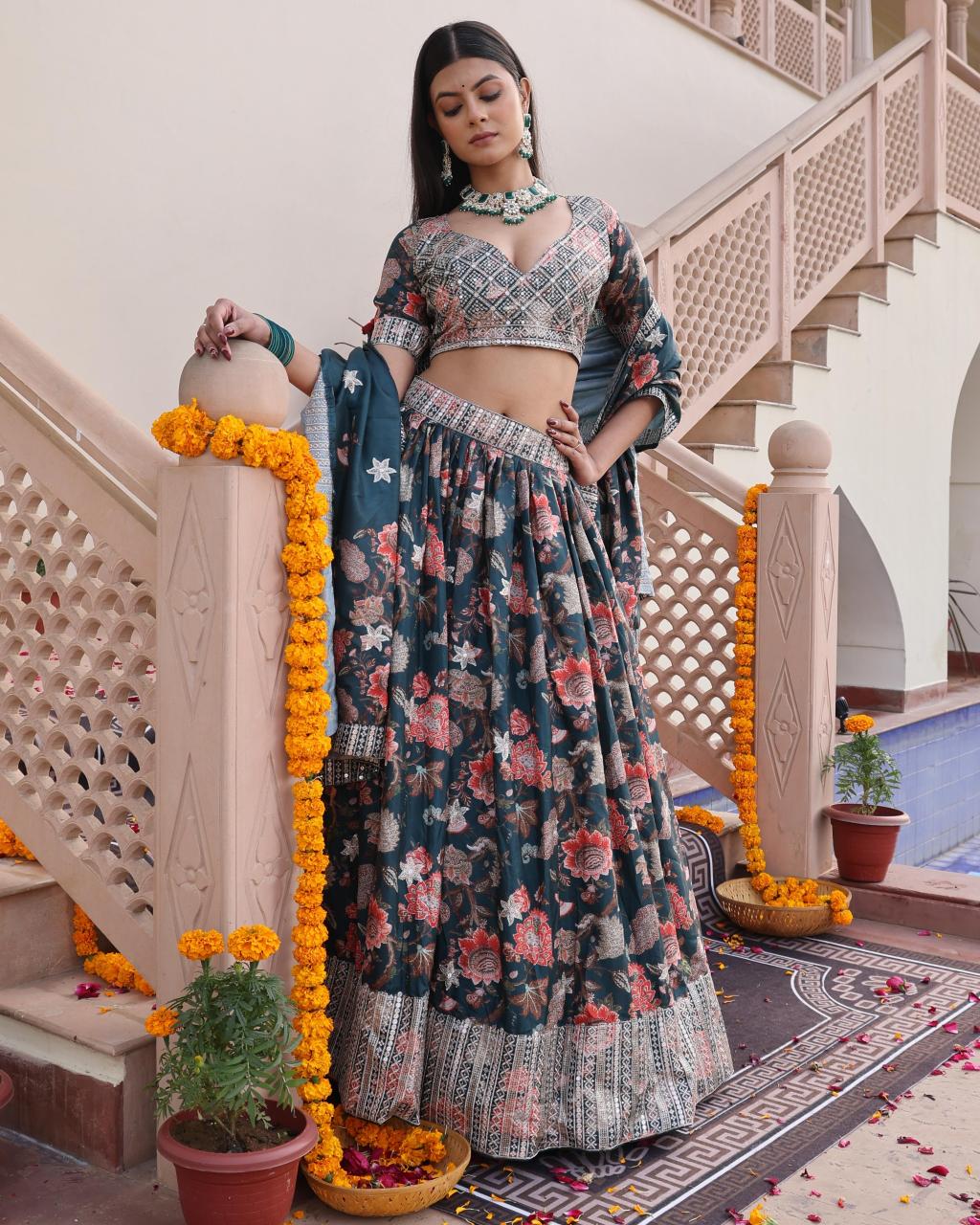 Sabella 354 catalog buy floral print lehenga choli buy online india