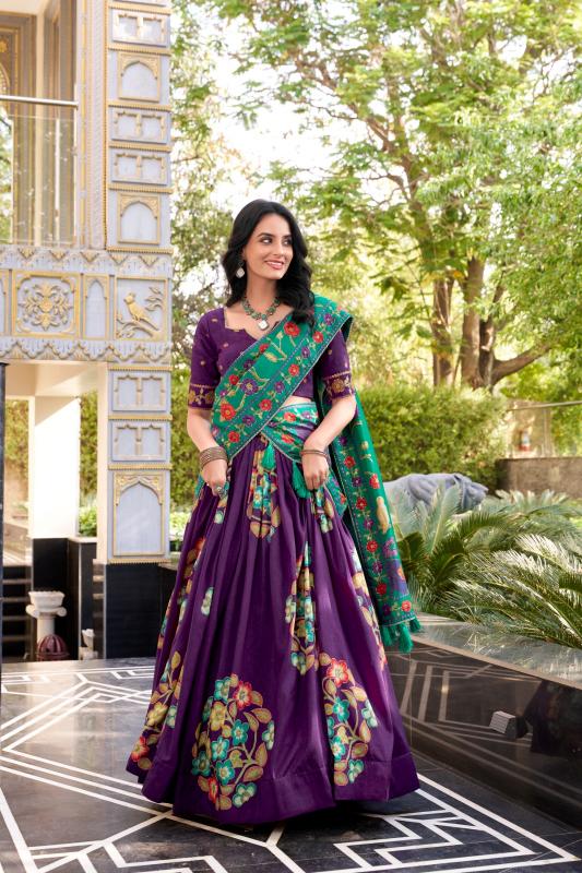 Sabella Tasar Silk catalog india bazaar lehenga