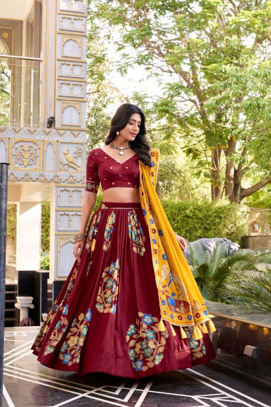 Sabella Tasar Silk catalog india bazaar lehenga