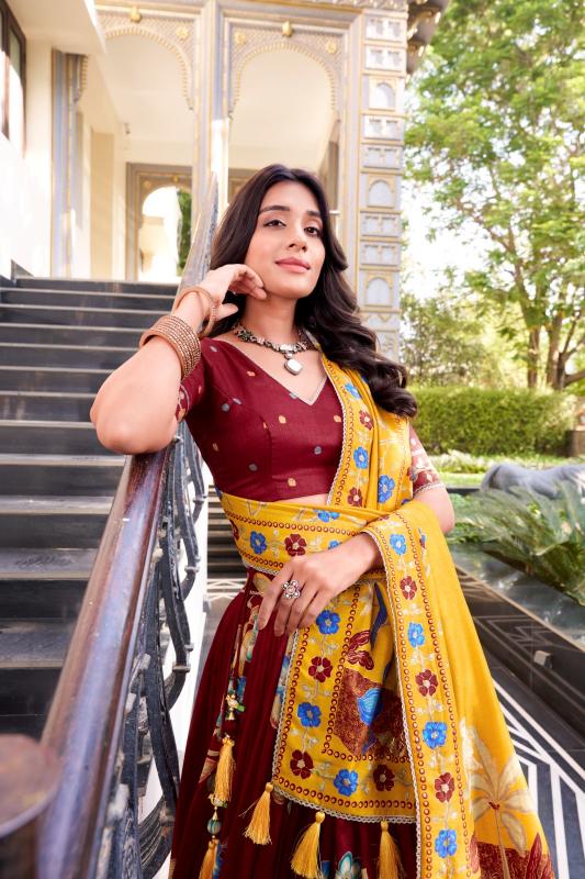 Sabella Tasar Silk catalog india bazaar lehenga