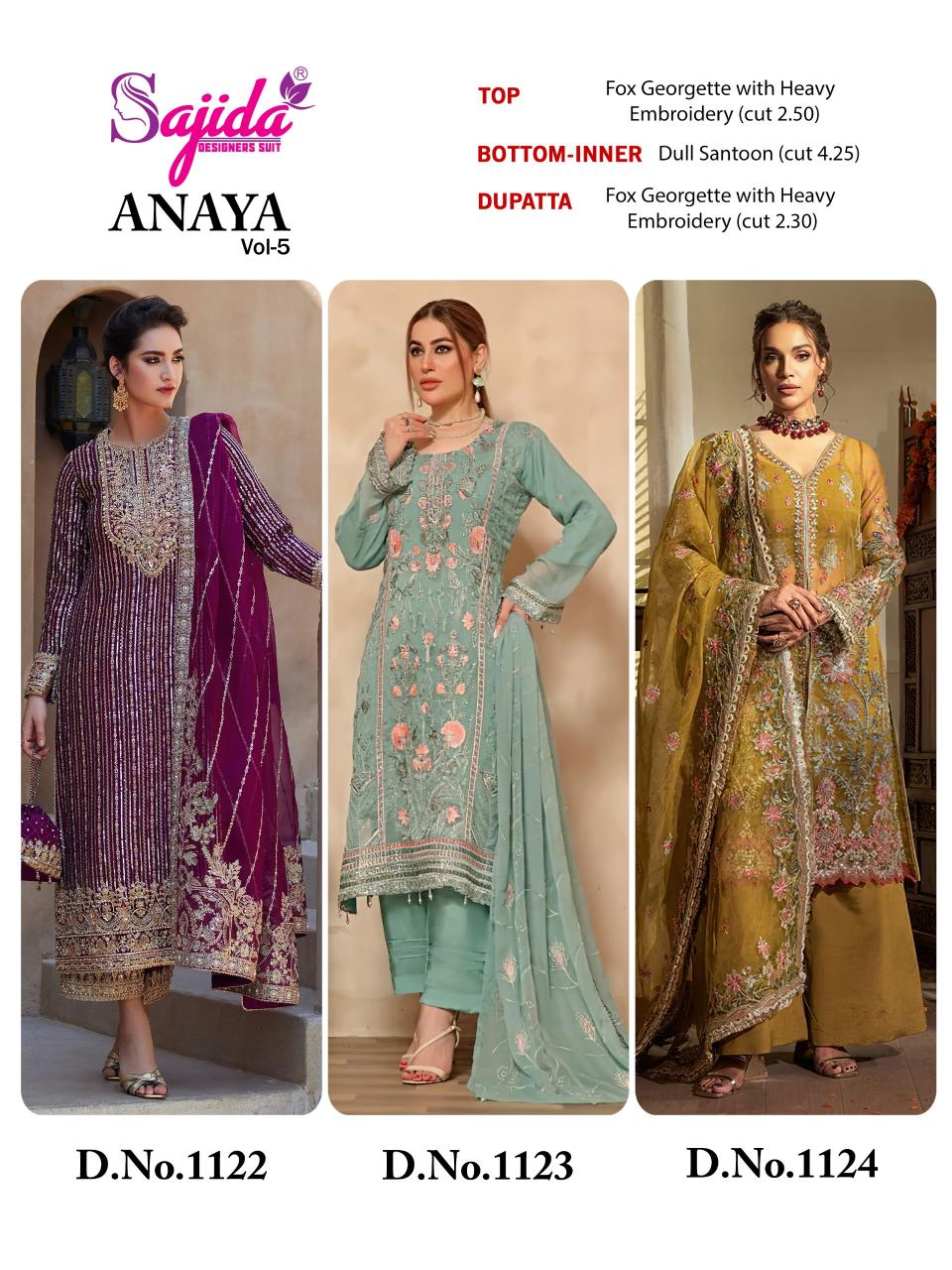 Sajida Anaya Vol 5 catalog pakistani suits uk sale