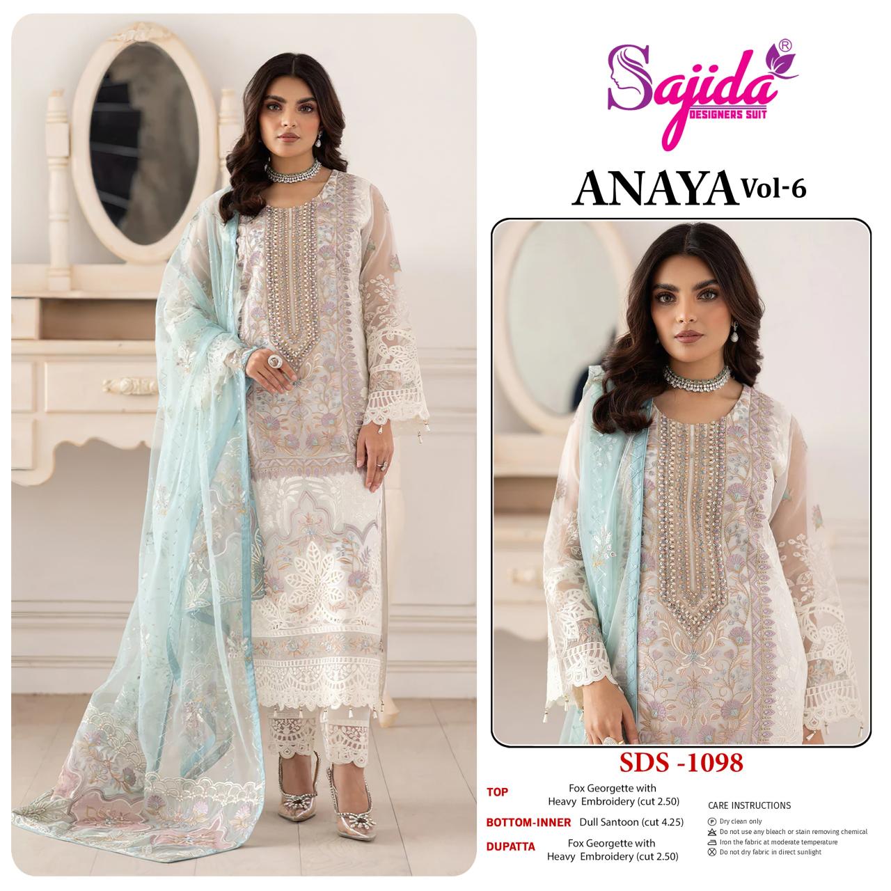 Sajida Anaya Vol 6 catalog pakistani suits replica wholesale