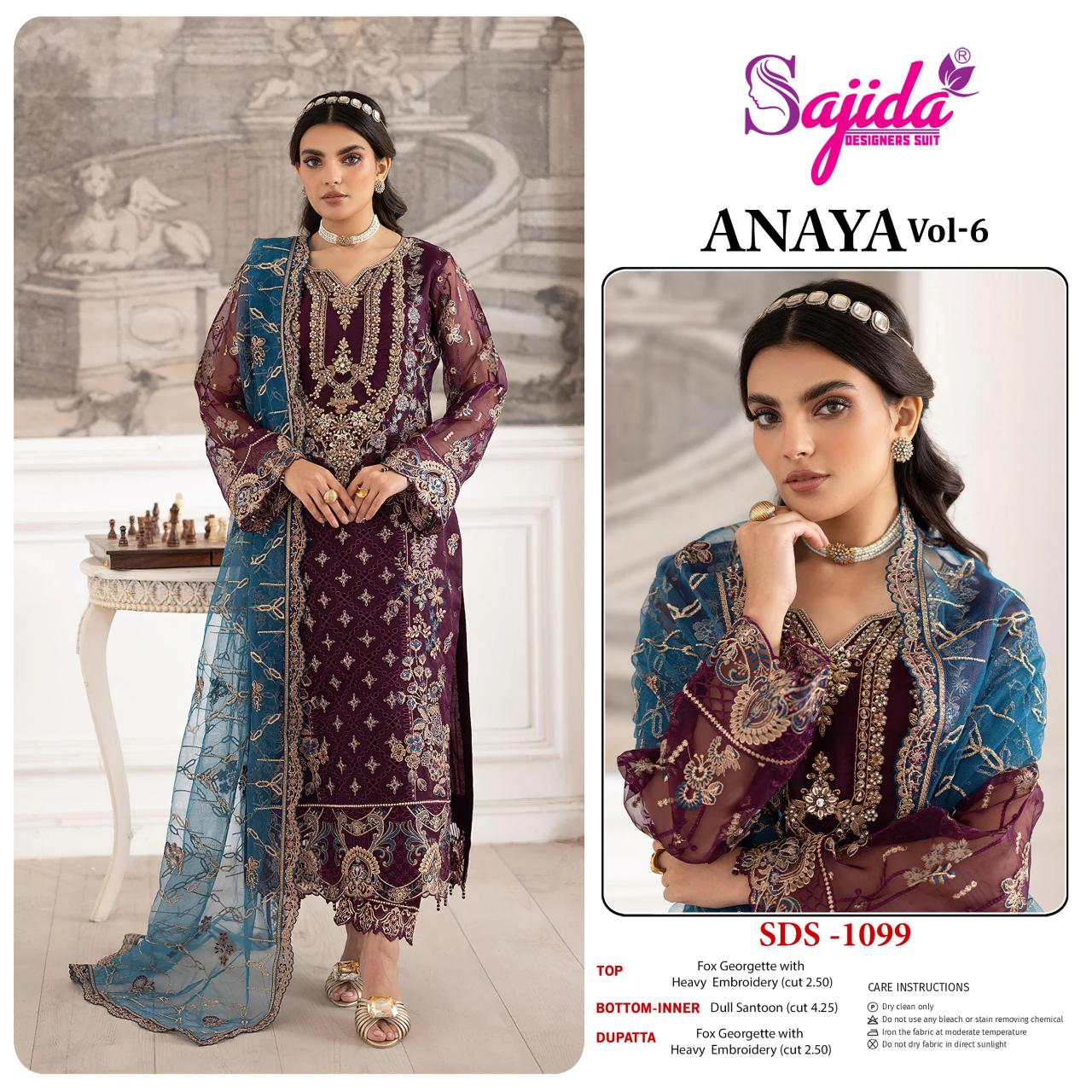 Sajida Anaya Vol 6 catalog pakistani suits replica wholesale