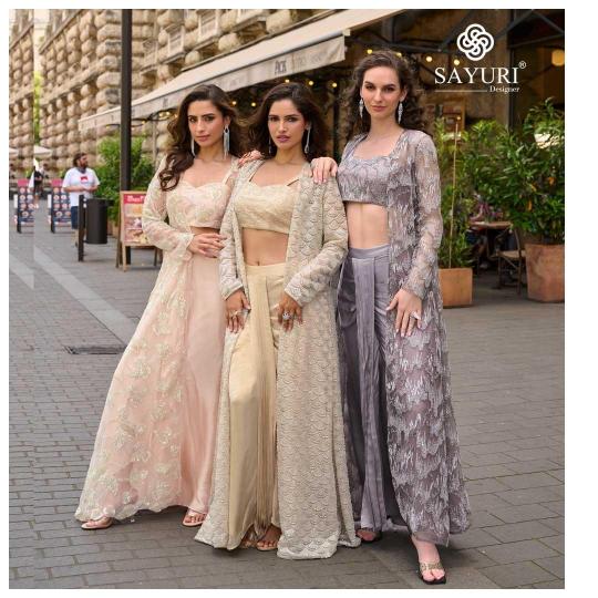Sayuri Haseena catalog premium net designer indo western dress