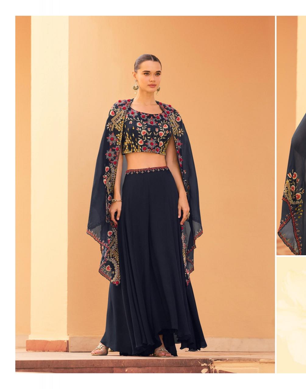 Sayuri Rosy catalog Designer Wear Top Bottom And Shrug