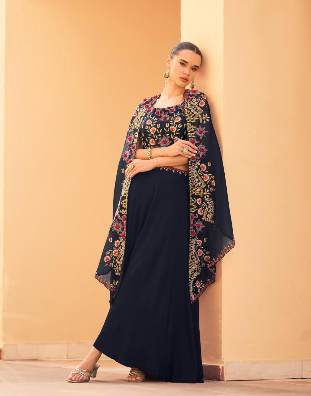 Sayuri Rosy catalog Designer Wear Top Bottom And Shrug