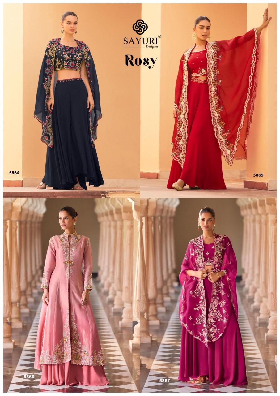 Sayuri Rosy catalog Designer Wear Top Bottom And Shrug