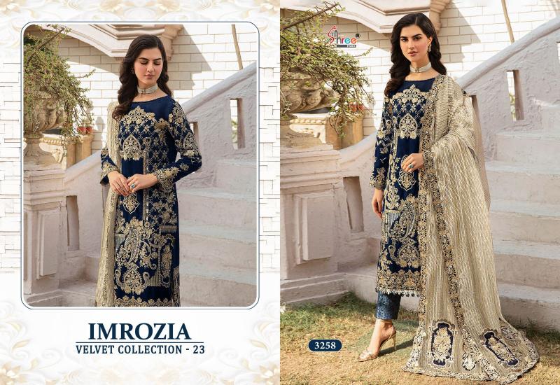 Shree fabs Imrozia Velvet Collection 23 catalog pakistani suits with laces in delhi