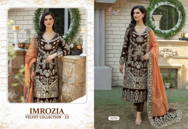 Shree fabs Imrozia Velvet Collection 23 catalog pakistani suits with laces in delhi
