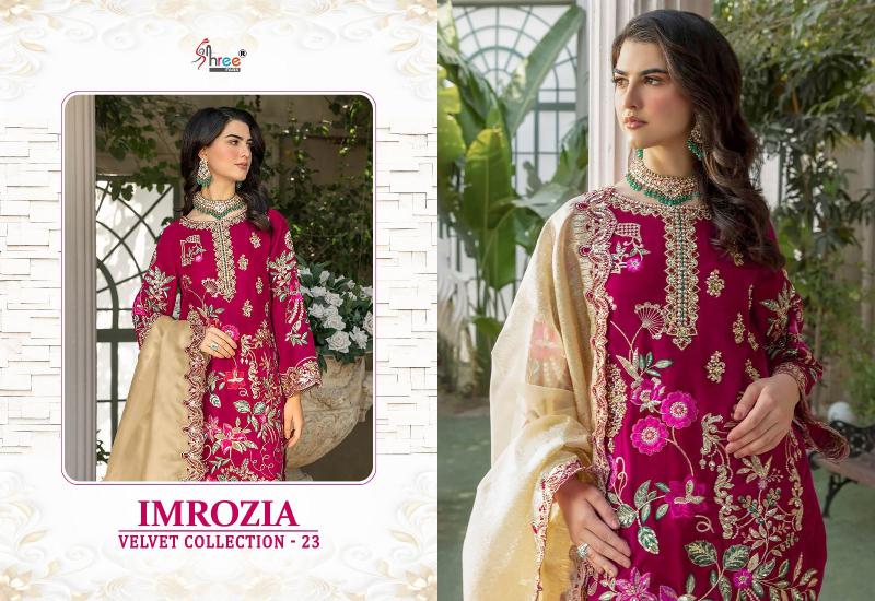 Shree fabs Imrozia Velvet Collection 23 catalog pakistani suits with laces in delhi