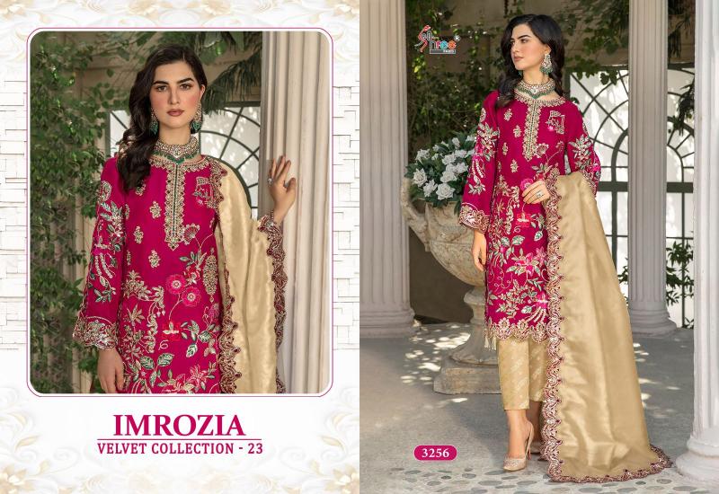 Shree fabs Imrozia Velvet Collection 23 catalog pakistani suits with laces in delhi