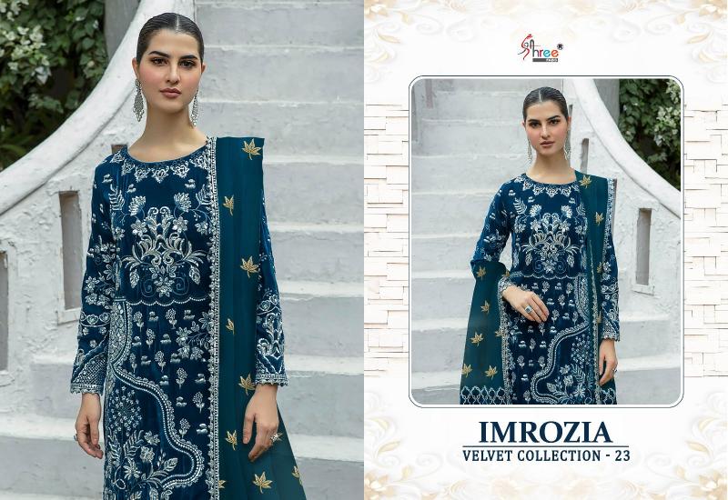Shree fabs Imrozia Velvet Collection 23 catalog pakistani suits with laces in delhi