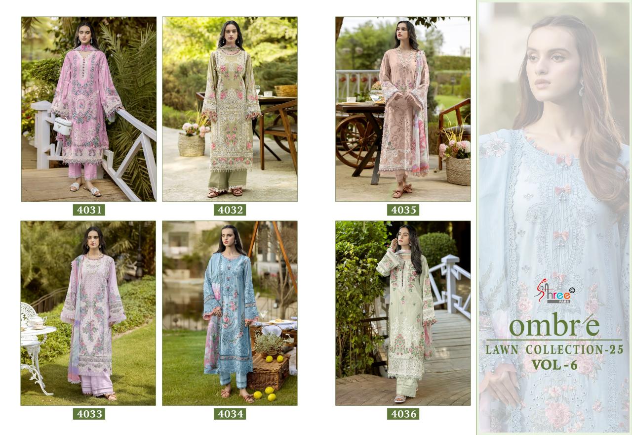 Shree fabs Ombre Lawn Collection 25 Vol 6 catalog Chiffon Dupatta pakistani suits replica in delhi