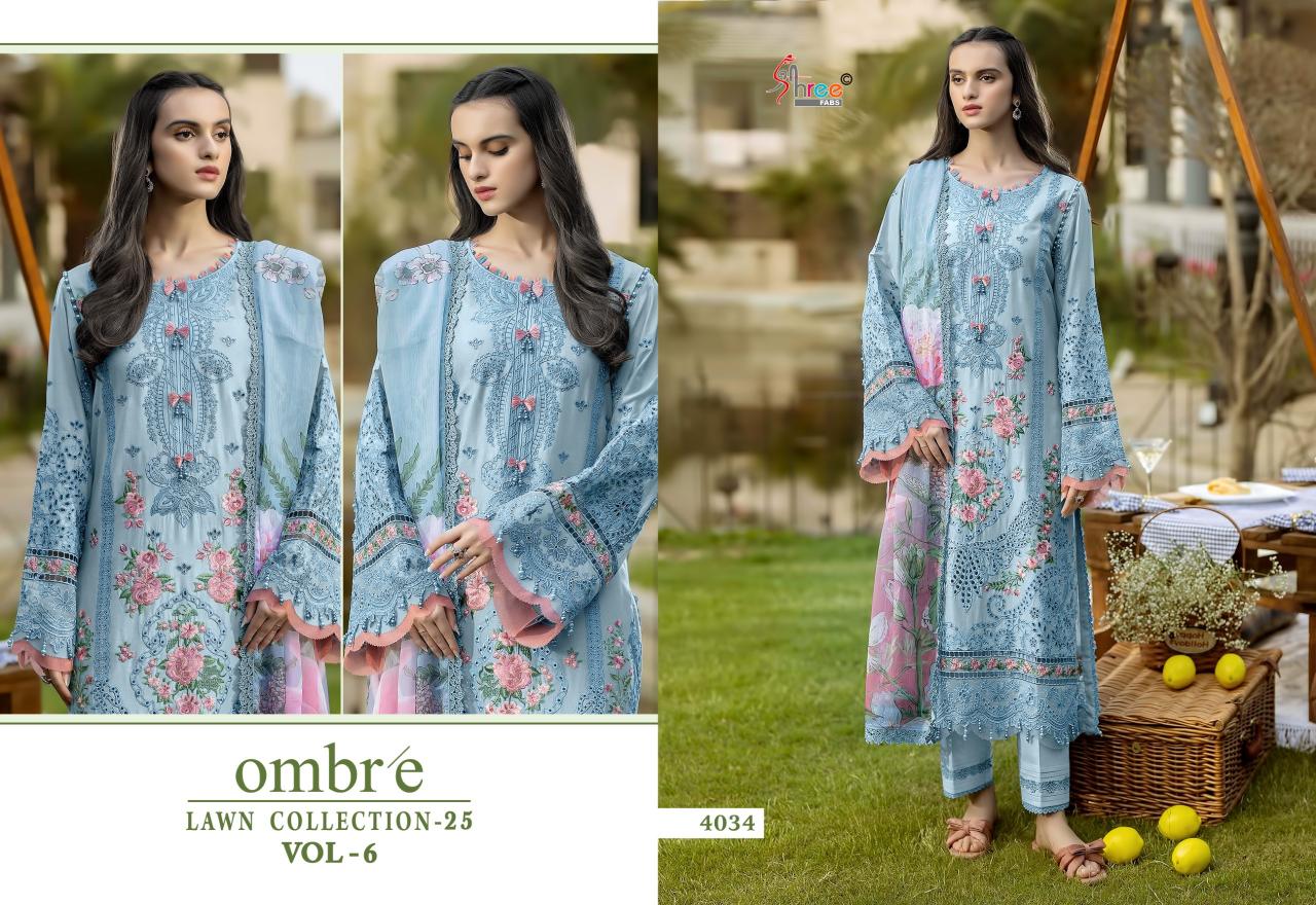 Shree fabs Ombre Lawn Collection 25 Vol 6 catalog Chiffon Dupatta pakistani suits replica in delhi