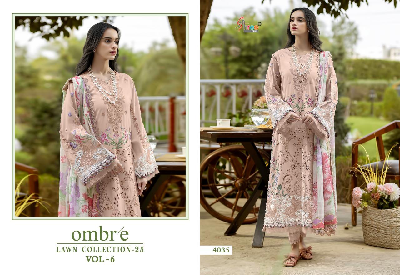 Shree fabs Ombre Lawn Collection 25 Vol 6 catalog Chiffon Dupatta pakistani suits replica in delhi