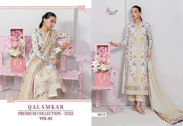 Shree fabs Qalamkar premium collection 25 vol 2 catalog Cotton Dupatta pakistani suits dropshipping surat