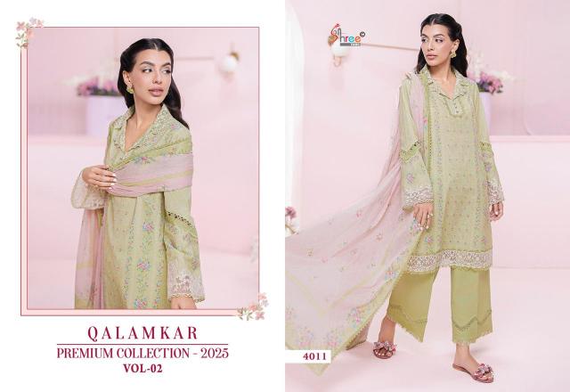 Shree fabs Qalamkar premium collection 25 vol 2 catalog Cotton Dupatta pakistani suits dropshipping surat