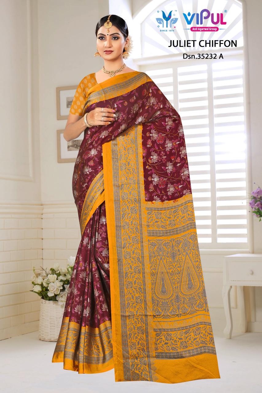 Vipul Juliet chiffon 35232 catalog sarees wholesaler