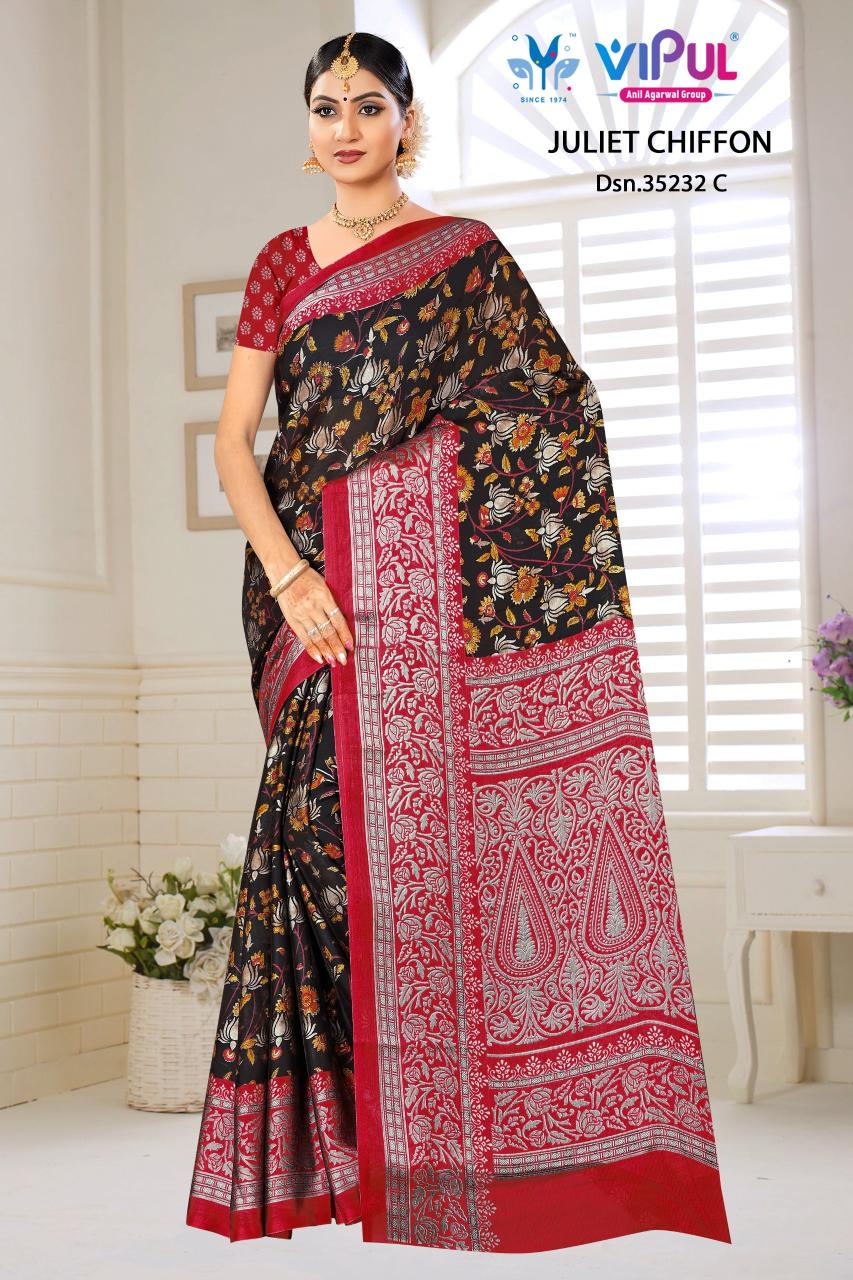 Vipul Juliet chiffon 35232 catalog sarees wholesaler