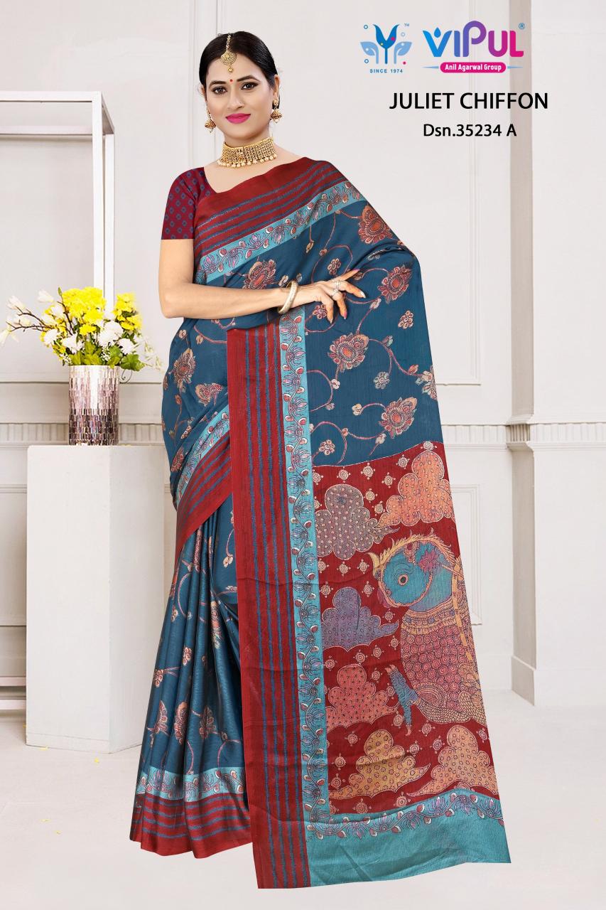 Vipul Juliet chiffon 35234 catalog saree wholesale pricing