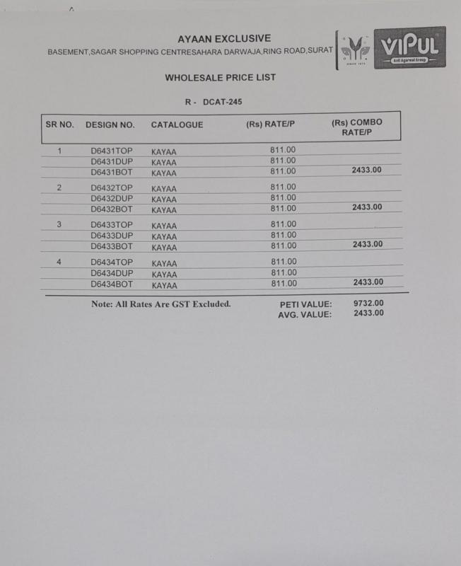 Vipul Kaaya catalog salwar kameez wholesaler