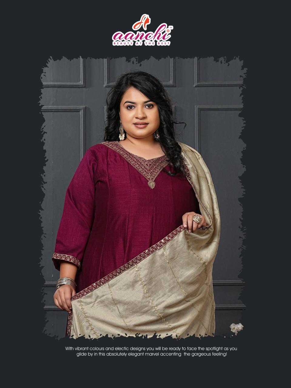 Aanchi Plus Unique catalog big size kurti wholesaler