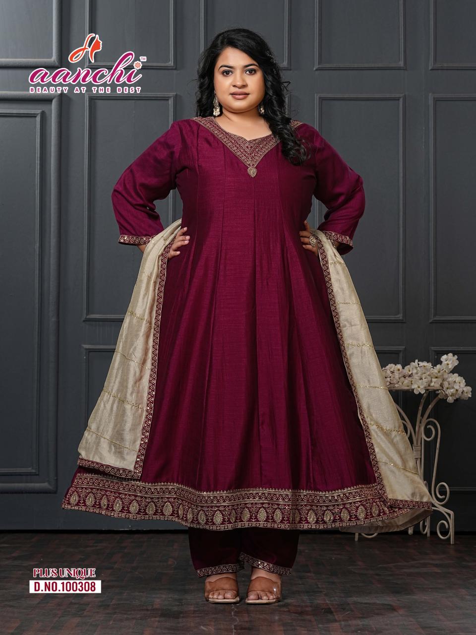 Aanchi Plus Unique catalog big size kurti wholesaler