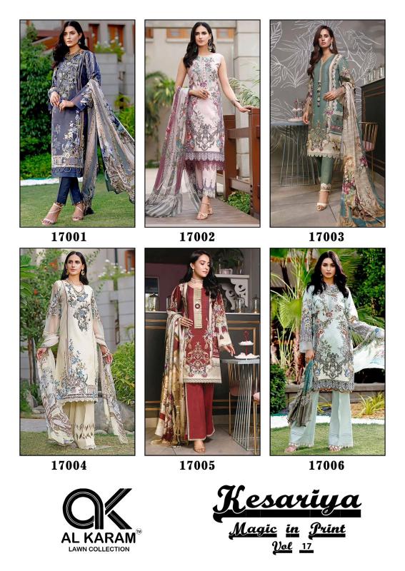 Al karam Kesariya Vol 17 catalog pakistani lawn suit wholesale