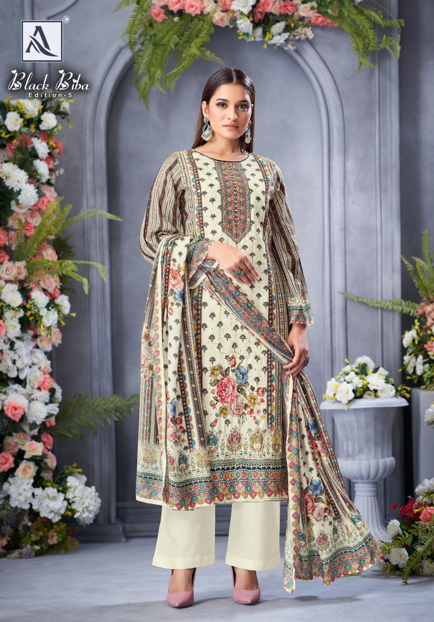 Alok Black Biba vol 5 catalog kf dress materials wholesale