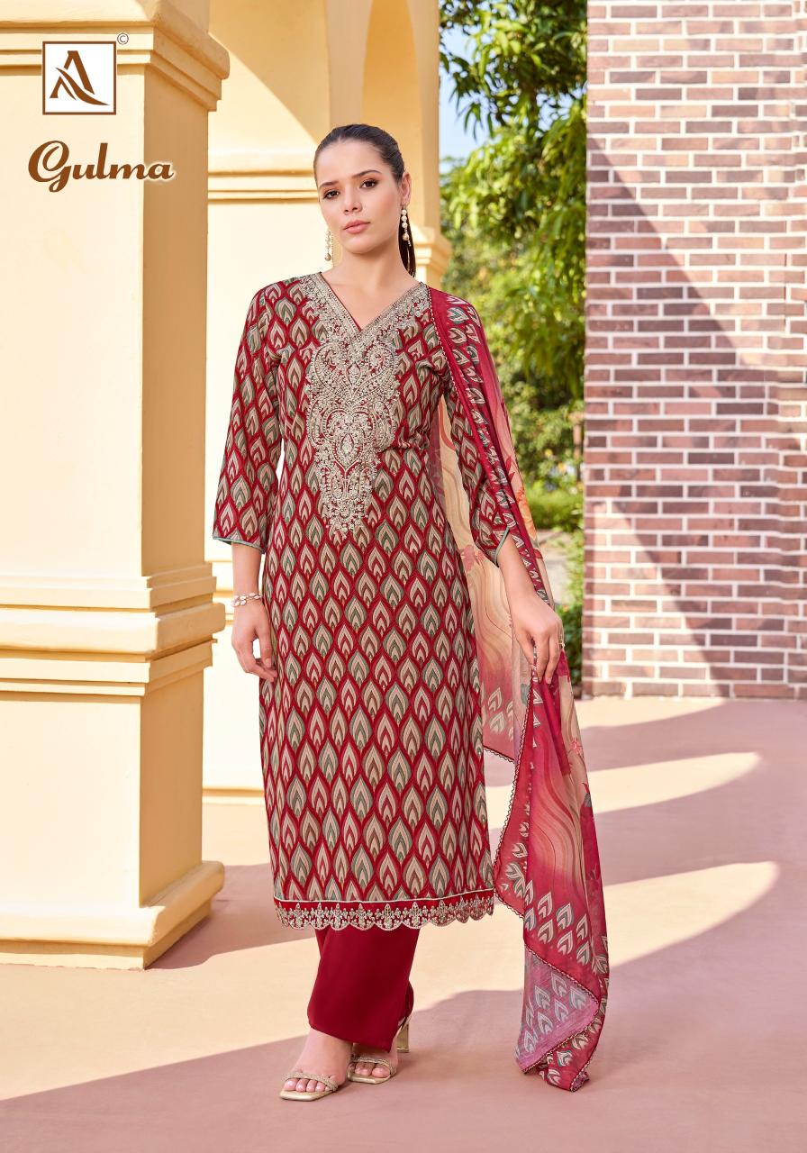 Alok Gulma catalog wholesale dress material market surat